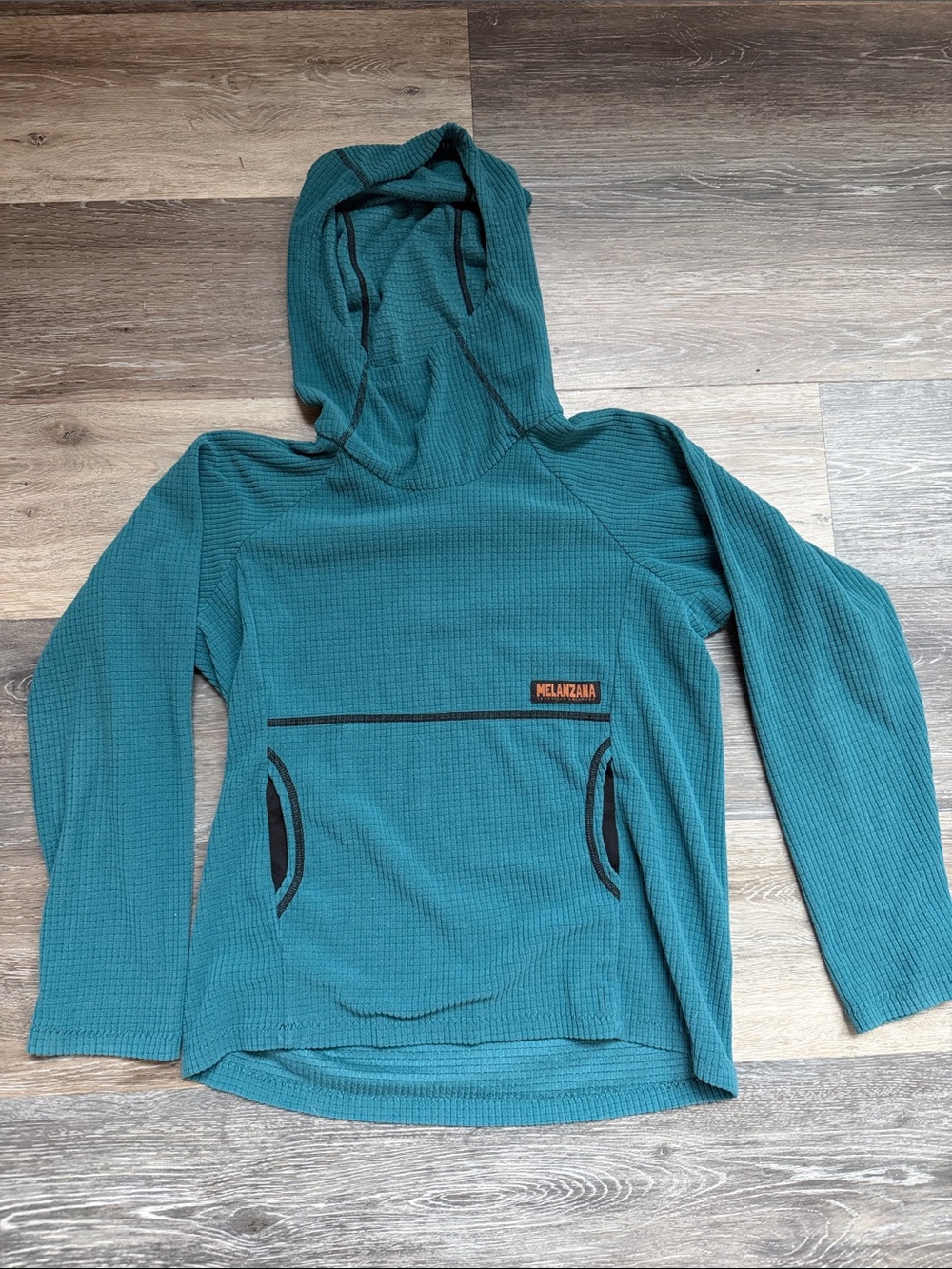 Melanzana Teal Waffle Pullover with Black Trim
